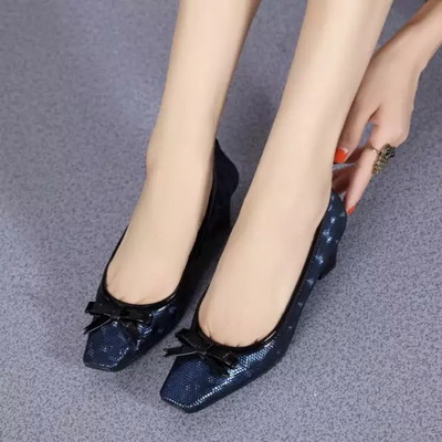 RV Shallow mouth Block heel Shoes Women--012